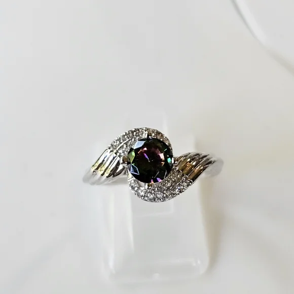 Sparkling Genuine Mystic Topaz Sterling Silver Ring. Size 6! - Picture 6 of 8